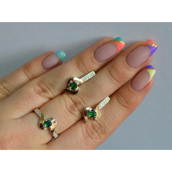 Срібний гарнітур з золотими вставками (142)