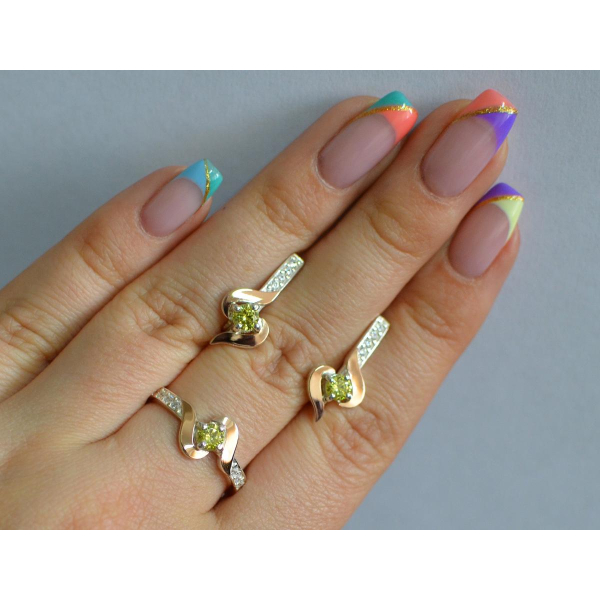 Срібний гарнітур з золотими вставками (142)