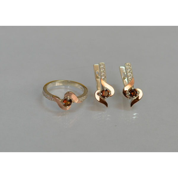 Срібний гарнітур з золотими вставками (142)