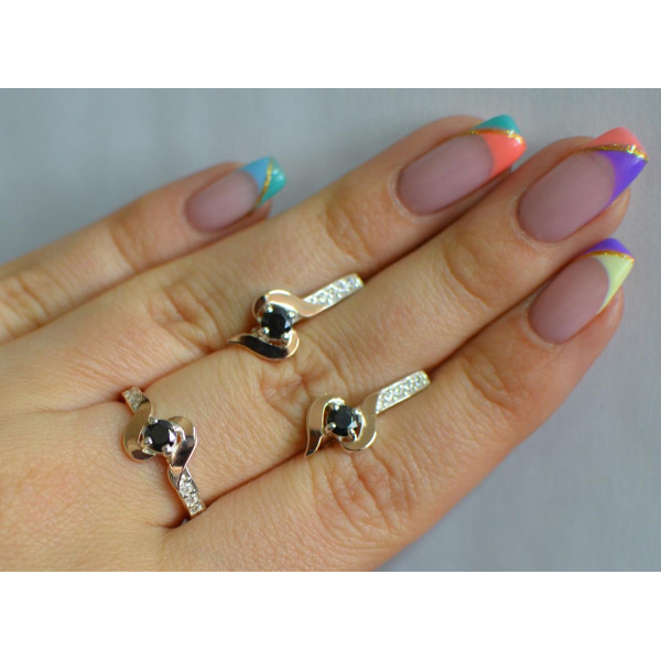 Срібний гарнітур з золотими вставками (142)