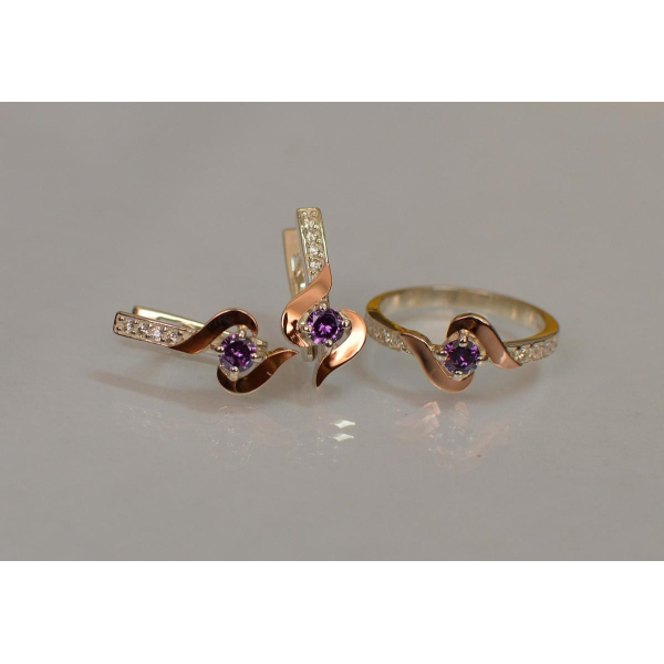 Срібний гарнітур з золотими вставками (142)