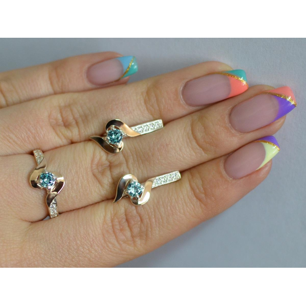 Срібний гарнітур з золотими вставками (142)