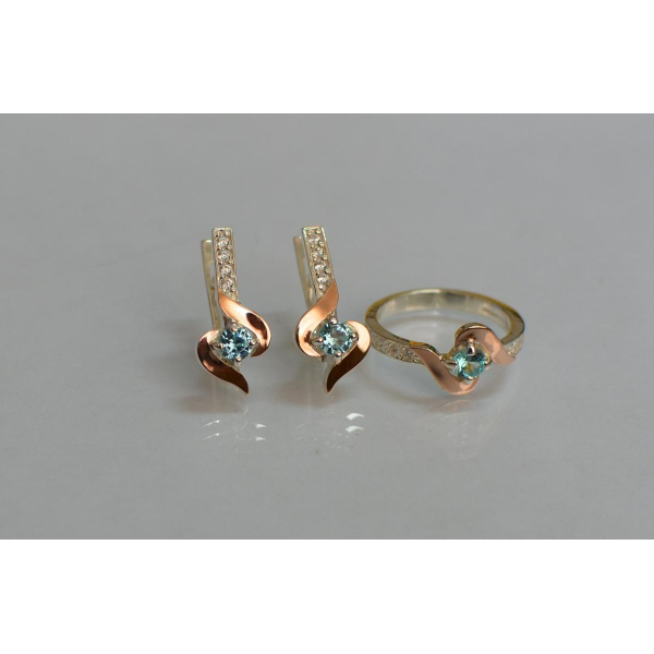 Срібний гарнітур з золотими вставками (142)