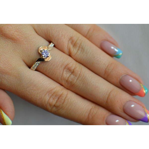 Серебряное кольцо с золотыми вставками (142к)