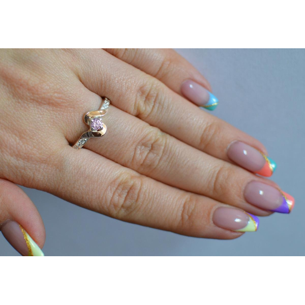 Серебряное кольцо с золотыми вставками (142к)