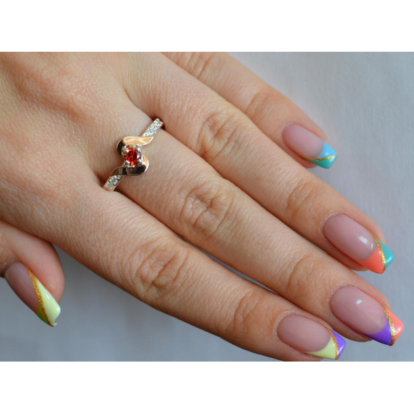 Серебряное кольцо с золотыми вставками (142к)