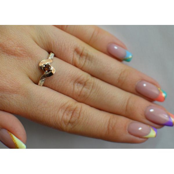 Серебряное кольцо с золотыми вставками (142к)