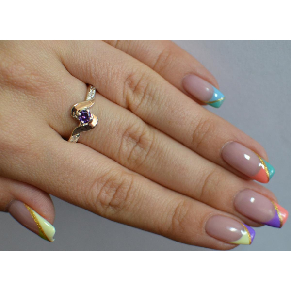 Серебряное кольцо с золотыми вставками (142к)