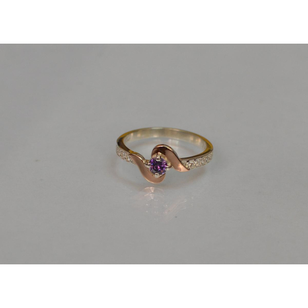 Серебряное кольцо с золотыми вставками (142к)