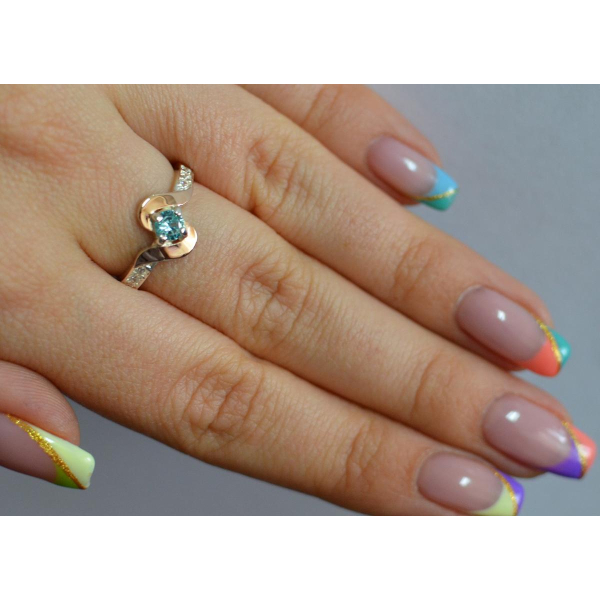 Серебряное кольцо с золотыми вставками (142к)