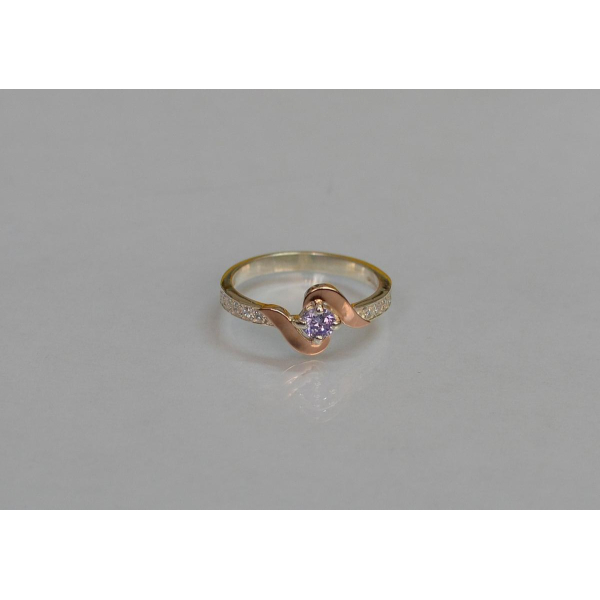 Серебряное кольцо с золотыми вставками (142к)