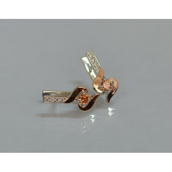 Серебряные серьги с золотыми вставками (142с)