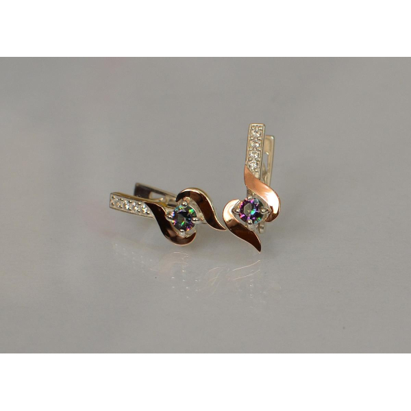 Серебряные серьги с золотыми вставками (142с)