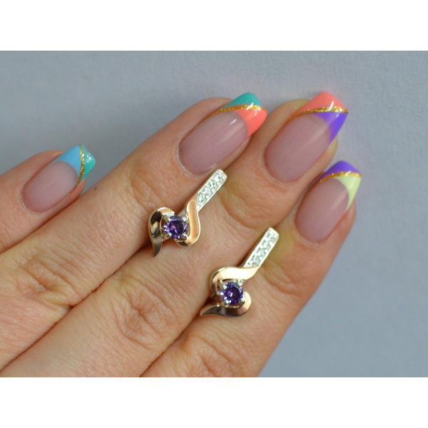 Серебряные серьги с золотыми вставками (142с)