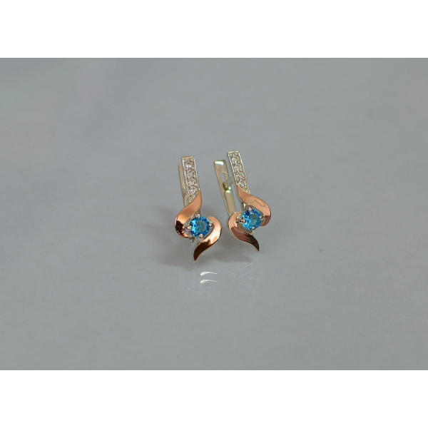 Серебряные серьги с золотыми вставками (142с)