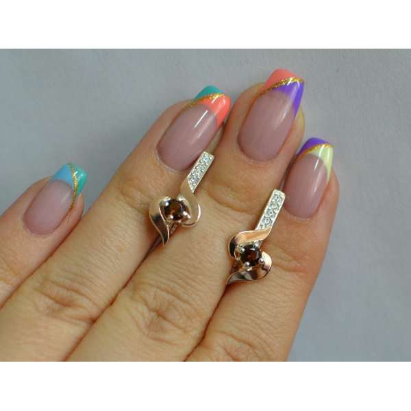 Серебряные серьги с золотыми вставками (142с)