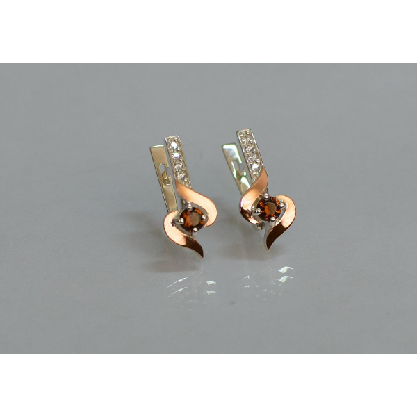 Серебряные серьги с золотыми вставками (142с)