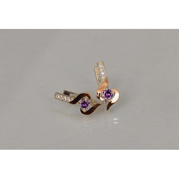 Серебряные серьги с золотыми вставками (142с)