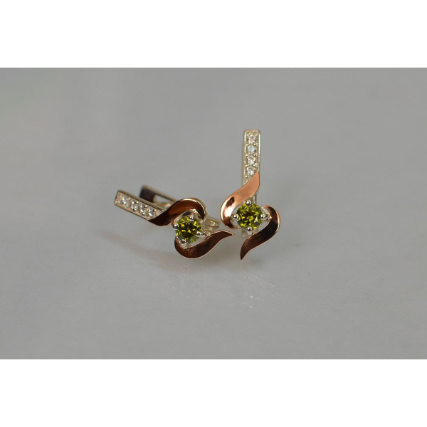 Серебряные серьги с золотыми вставками (142с)