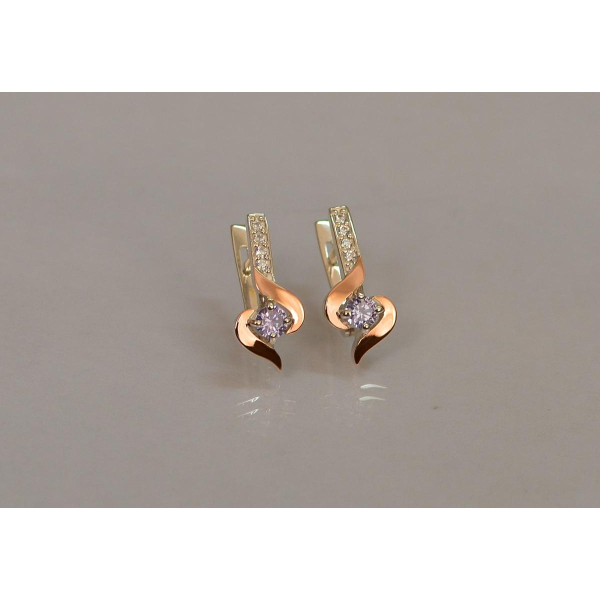 Серебряные серьги с золотыми вставками (142с)