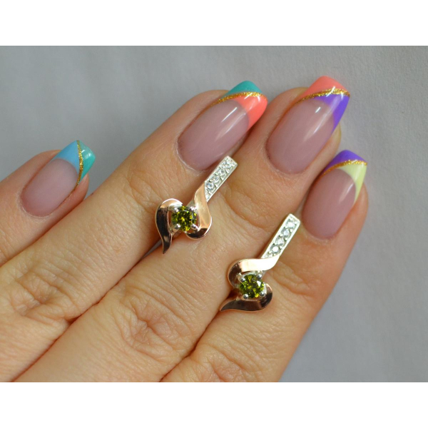 Серебряные серьги с золотыми вставками (142с)