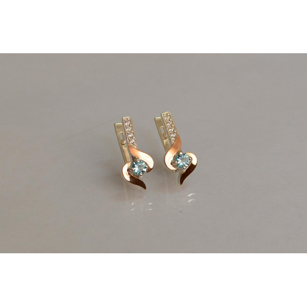 Серебряные серьги с золотыми вставками (142с)