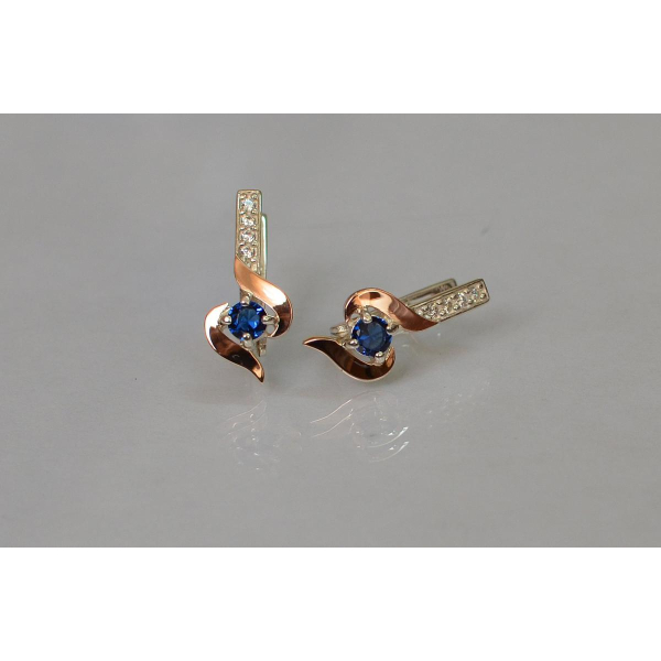 Серебряные серьги с золотыми вставками (142с)