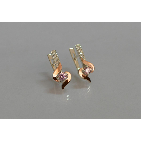 Серебряные серьги с золотыми вставками (142с)