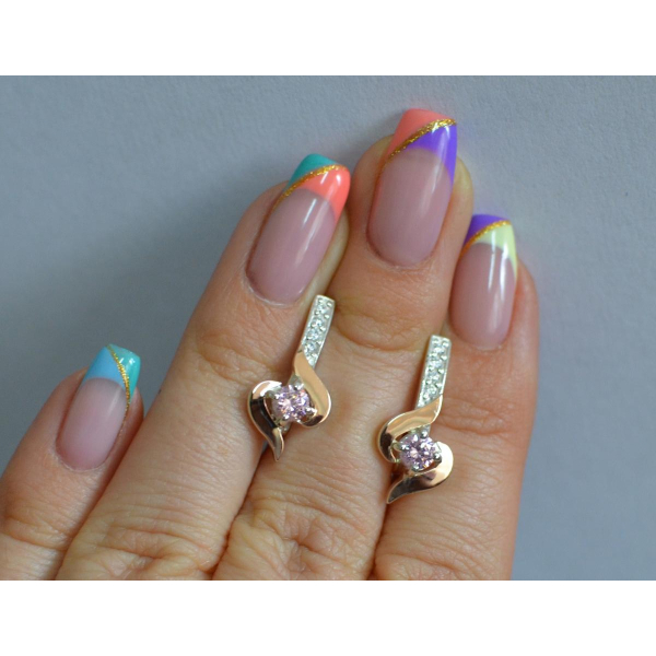 Серебряные серьги с золотыми вставками (142с)