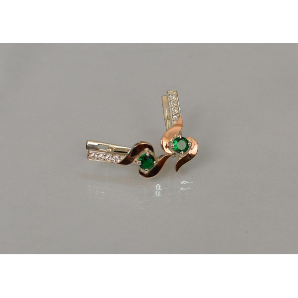 Серебряные серьги с золотыми вставками (142с)