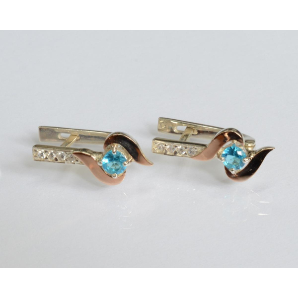 Серебряные серьги с золотыми вставками (142с)