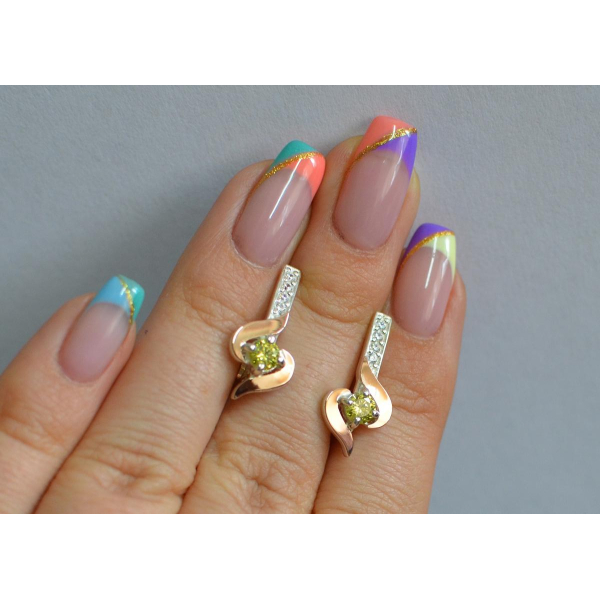 Серебряные серьги с золотыми вставками (142с)