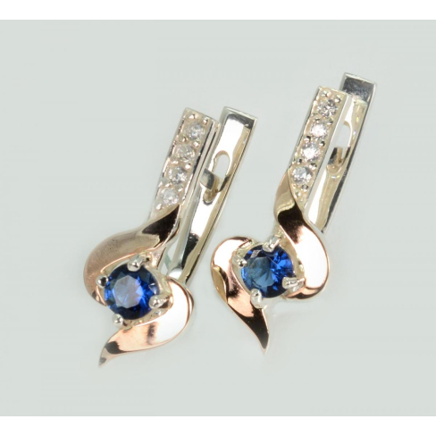 Серебряные серьги с золотыми вставками