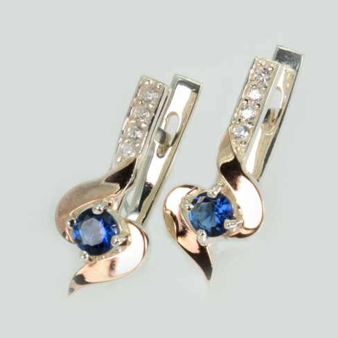 Серебряные серьги с золотыми вставками