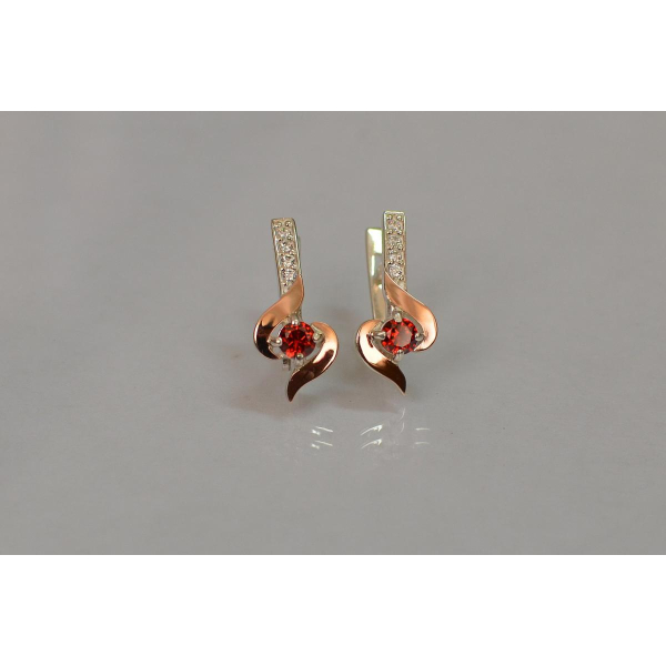 Серебряные серьги с золотыми вставками (142с)