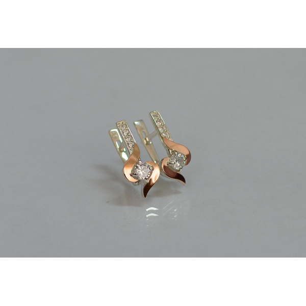 Серебряные серьги с золотыми вставками (142с)