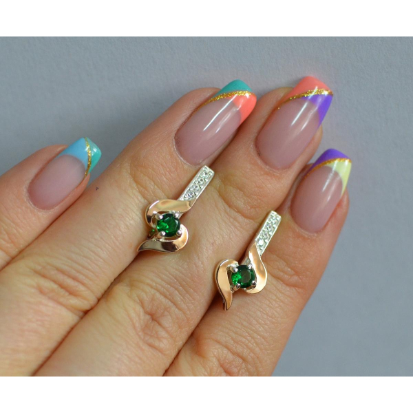 Серебряные серьги с золотыми вставками (142с)