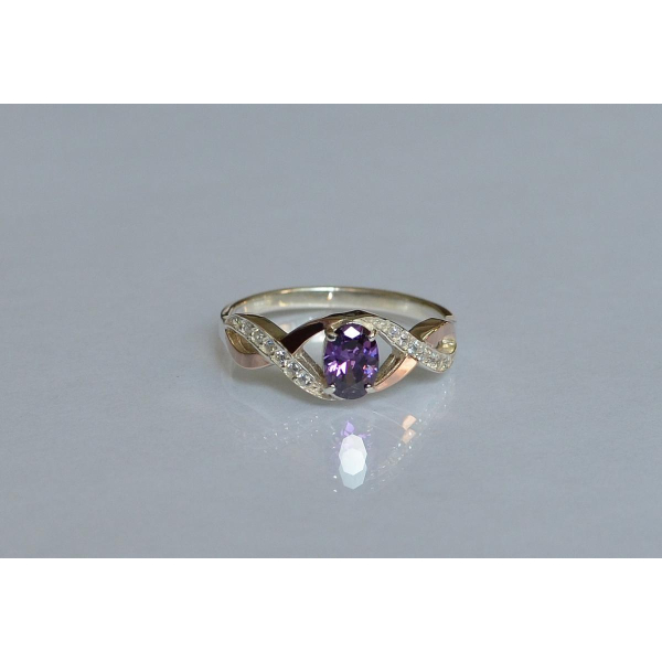 Серебряное кольцо с золотыми вставками (143к)