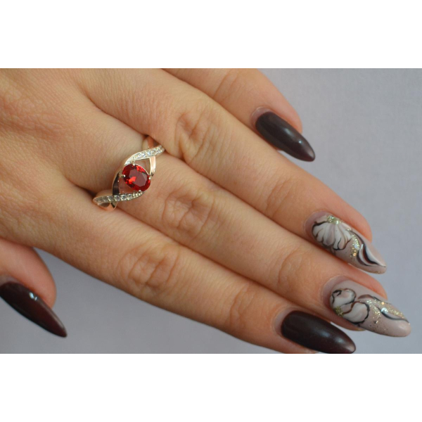 Серебряное кольцо с золотыми вставками (143к)