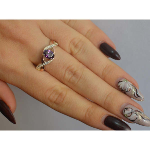 Серебряное кольцо с золотыми вставками (143к)