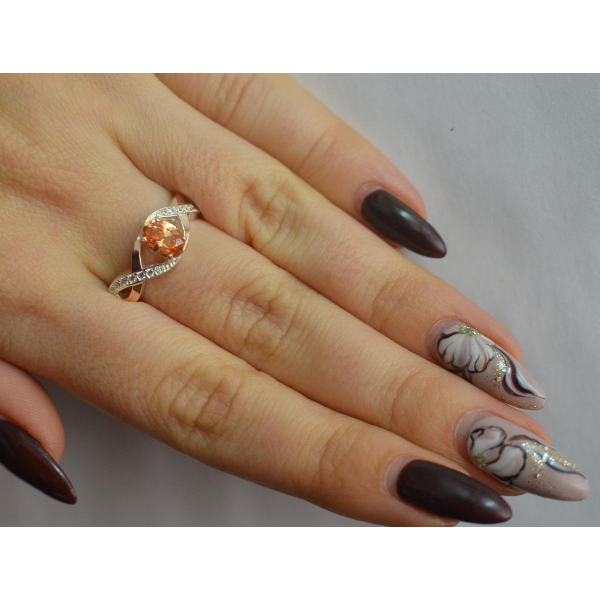 Серебряное кольцо с золотыми вставками (143к)