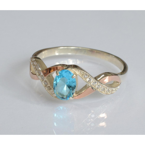 Серебряное кольцо с золотыми вставками (143к)