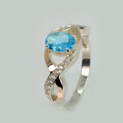 Серебряное кольцо с золотыми вставками