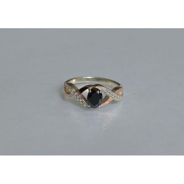 Серебряное кольцо с золотыми вставками (143к)