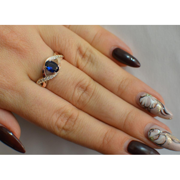 Серебряное кольцо с золотыми вставками (143к)