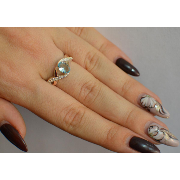 Серебряное кольцо с золотыми вставками (143к)