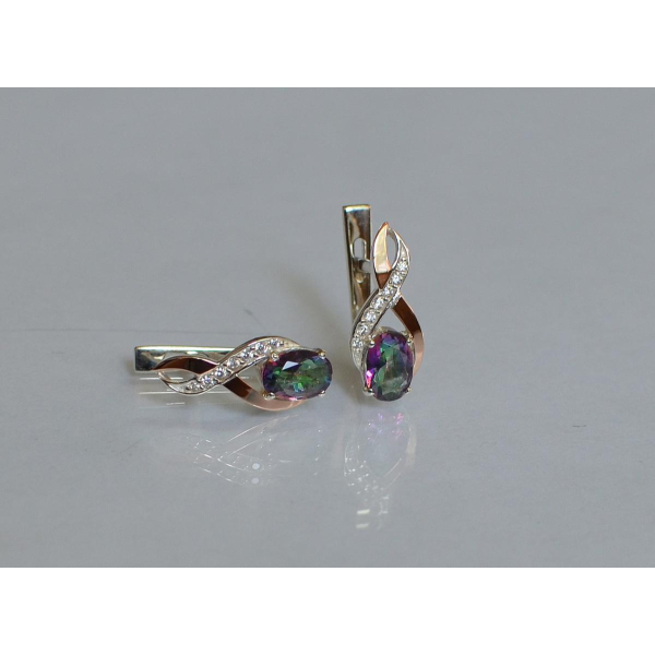 Серебряные серьги с золотыми вставками (143с)