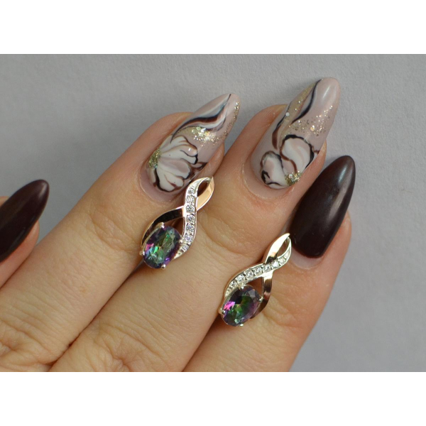 Серебряные серьги с золотыми вставками (143с)