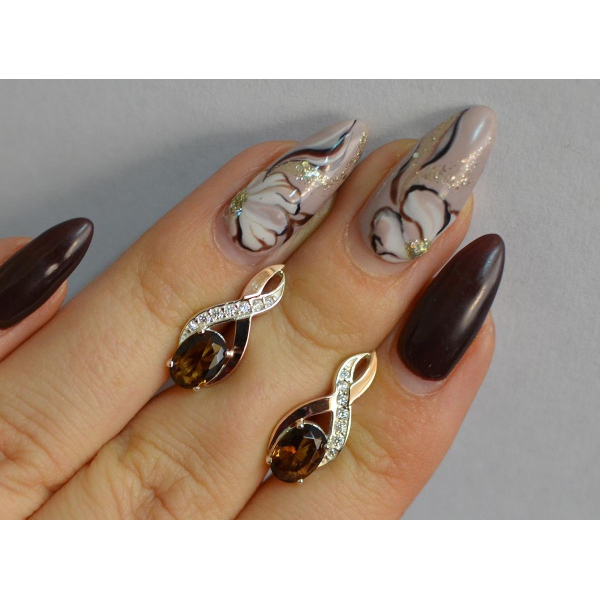 Серебряные серьги с золотыми вставками (143с)