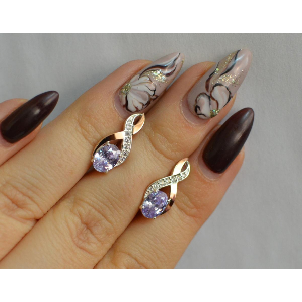 Серебряные серьги с золотыми вставками (143с)